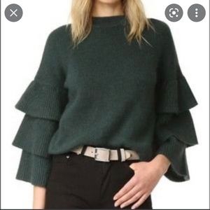 Gianni Bini Green Lola Tiered Ruffle Sweater - L